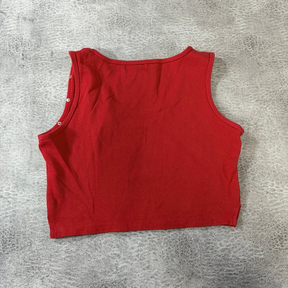 Y2k Red Rhinestone Crop Tank Top - Picture 3 of 4